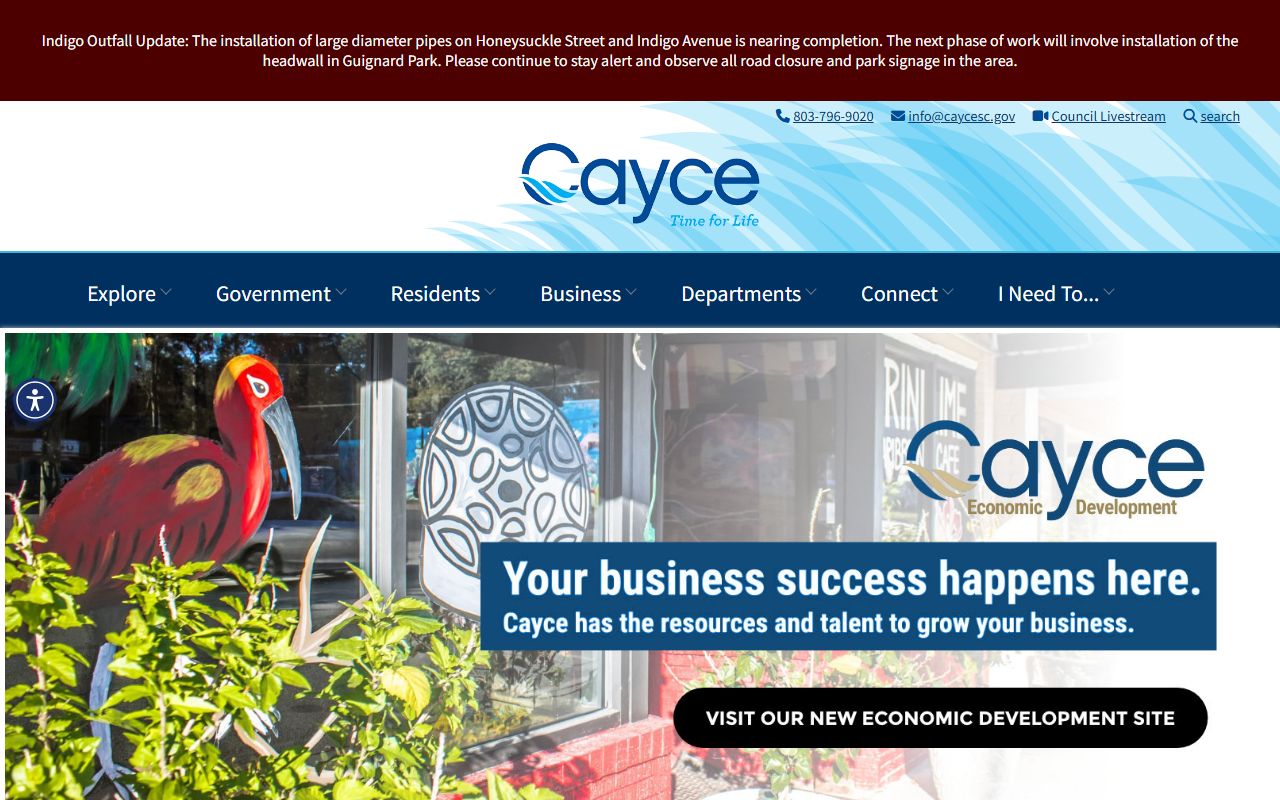 City of Cayce South Carolina government homepage for the Cayce phone directory