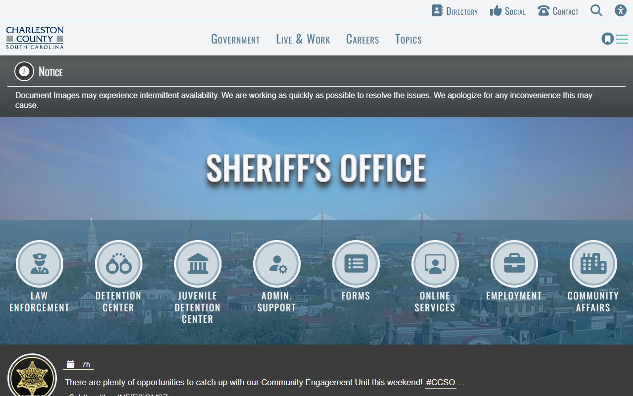 Charleston County Sheriff office phone directory and law enforcement contacts
