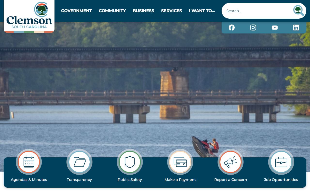 City of Clemson South Carolina government homepage for the Clemson phone directory