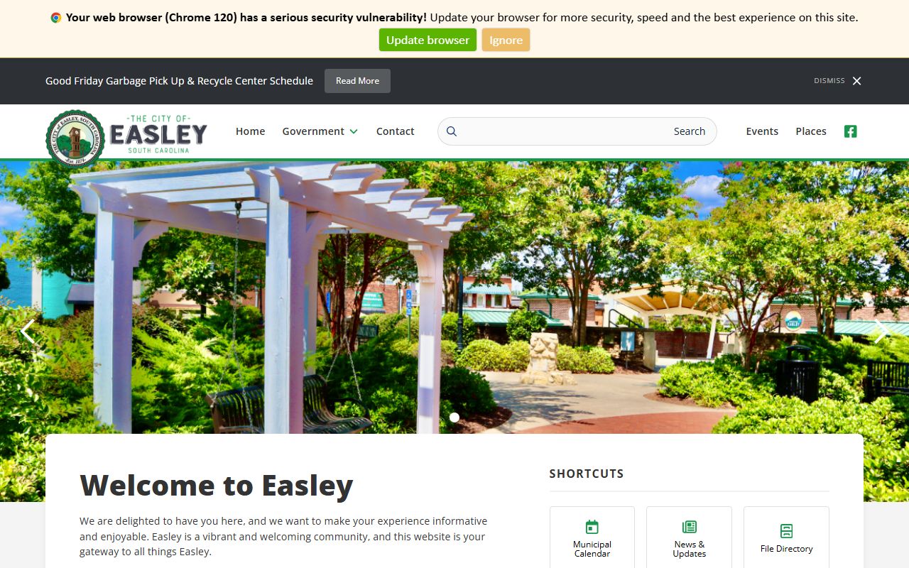 City of Easley government offices and phone directory contacts