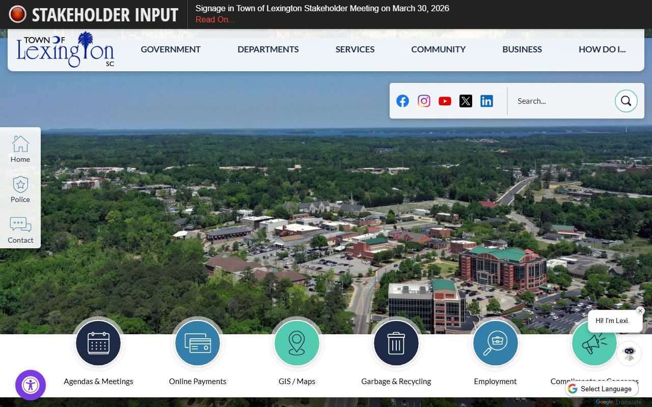 Town of Lexington government offices and phone directory contacts