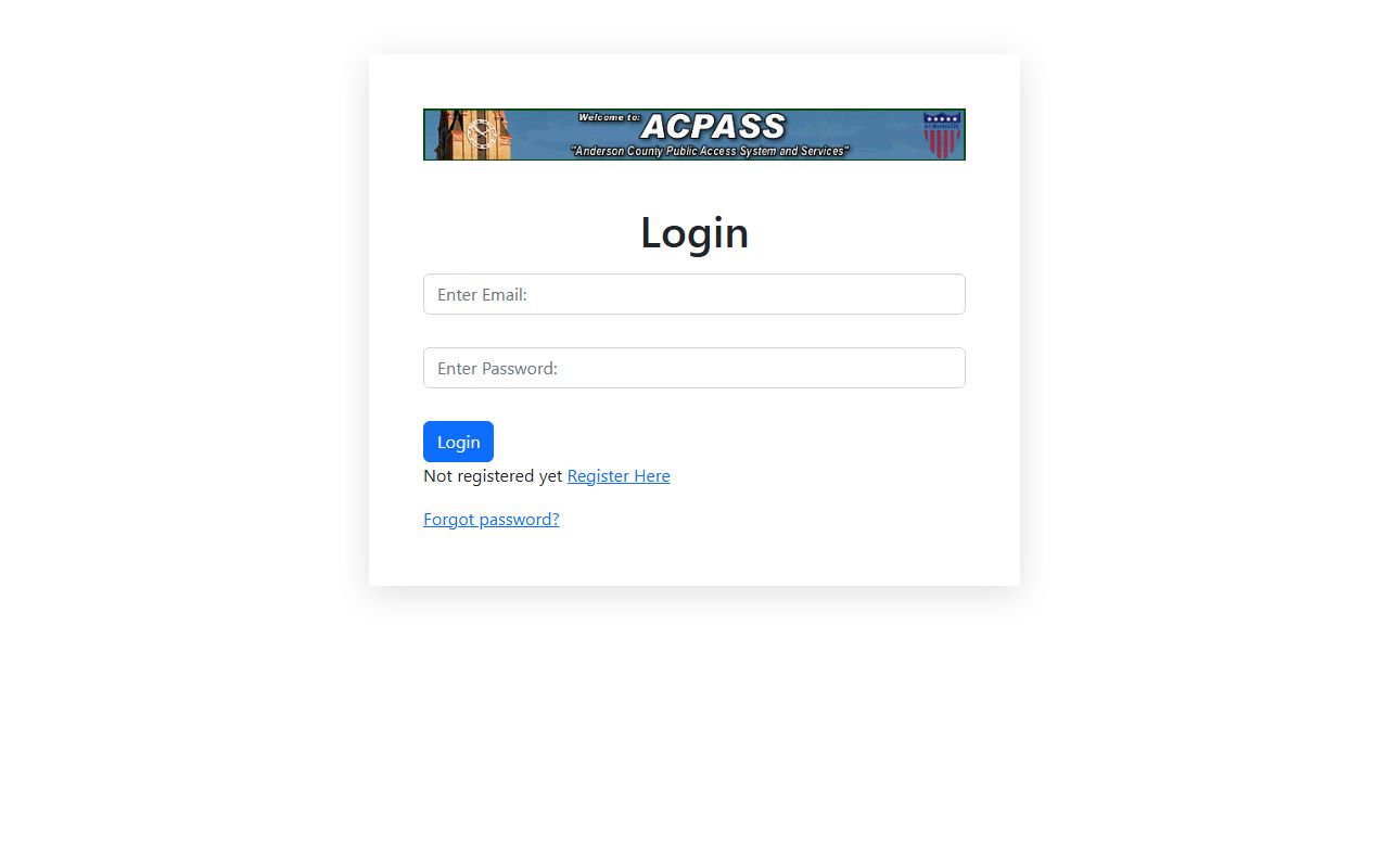 Anderson County ACPASS property search system for the phone directory