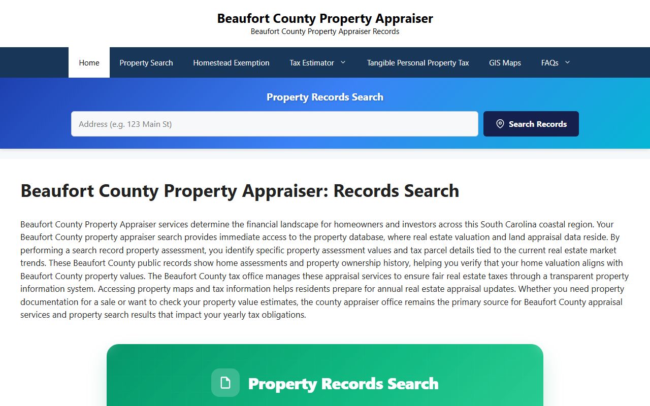 Beaufort County Property Appraiser office and records lookup for Hilton Head Island