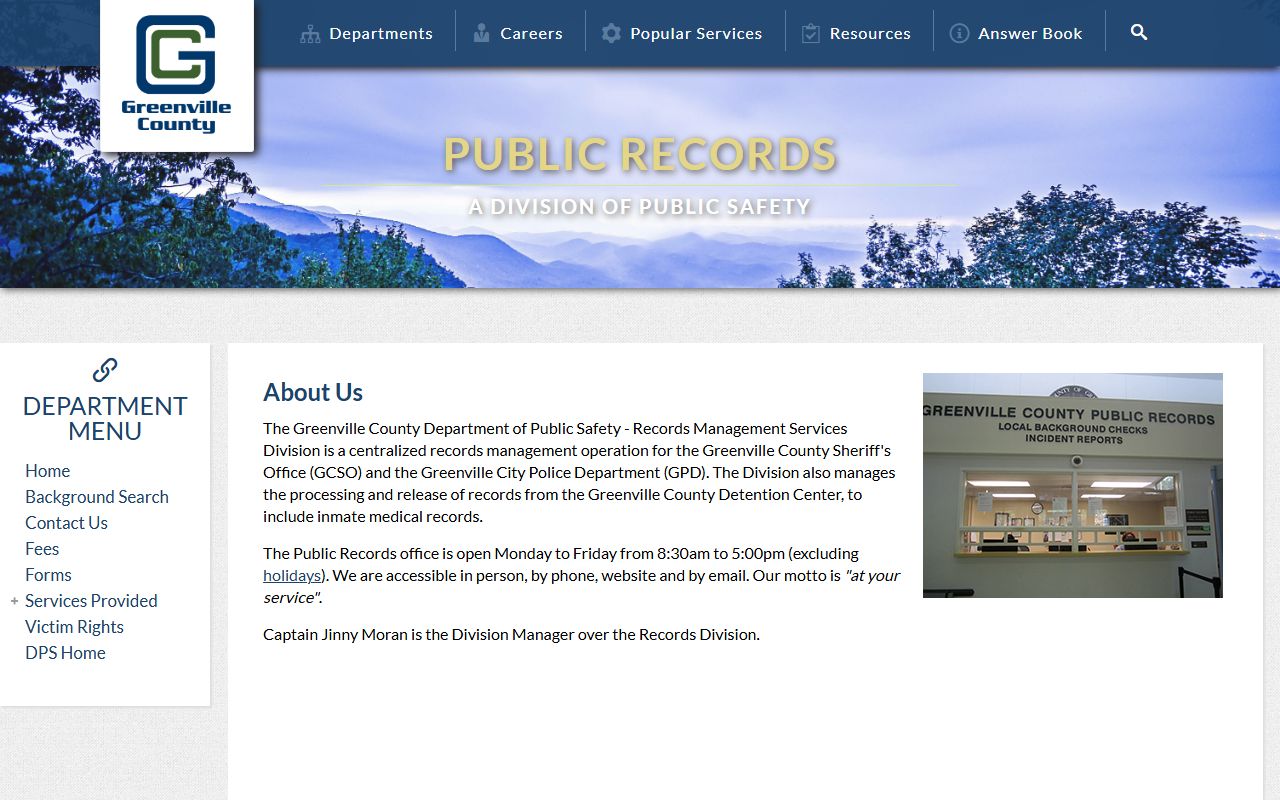 Greenville County Public Records Office phone directory portal