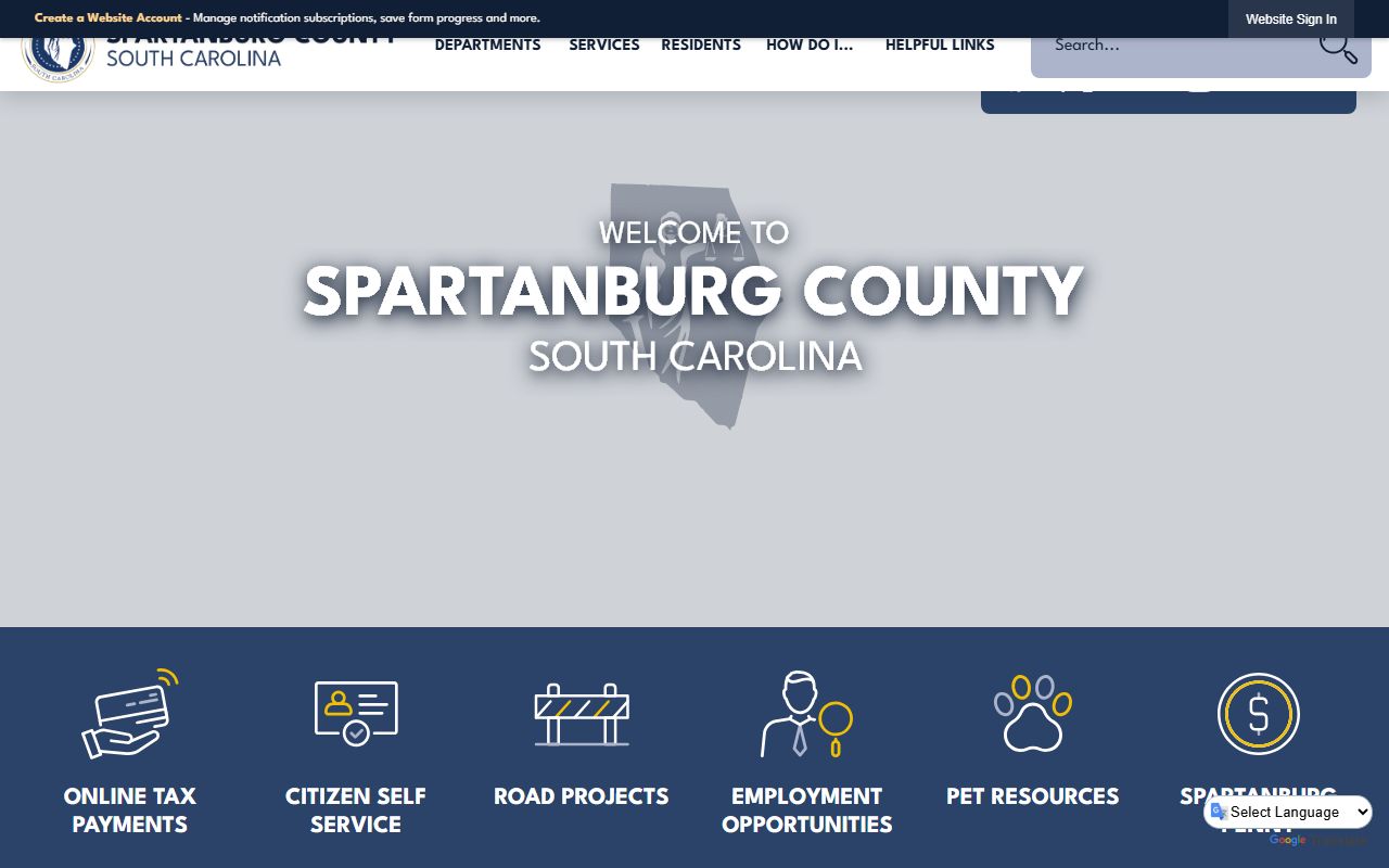 Spartanburg County government website for public records and phone directory