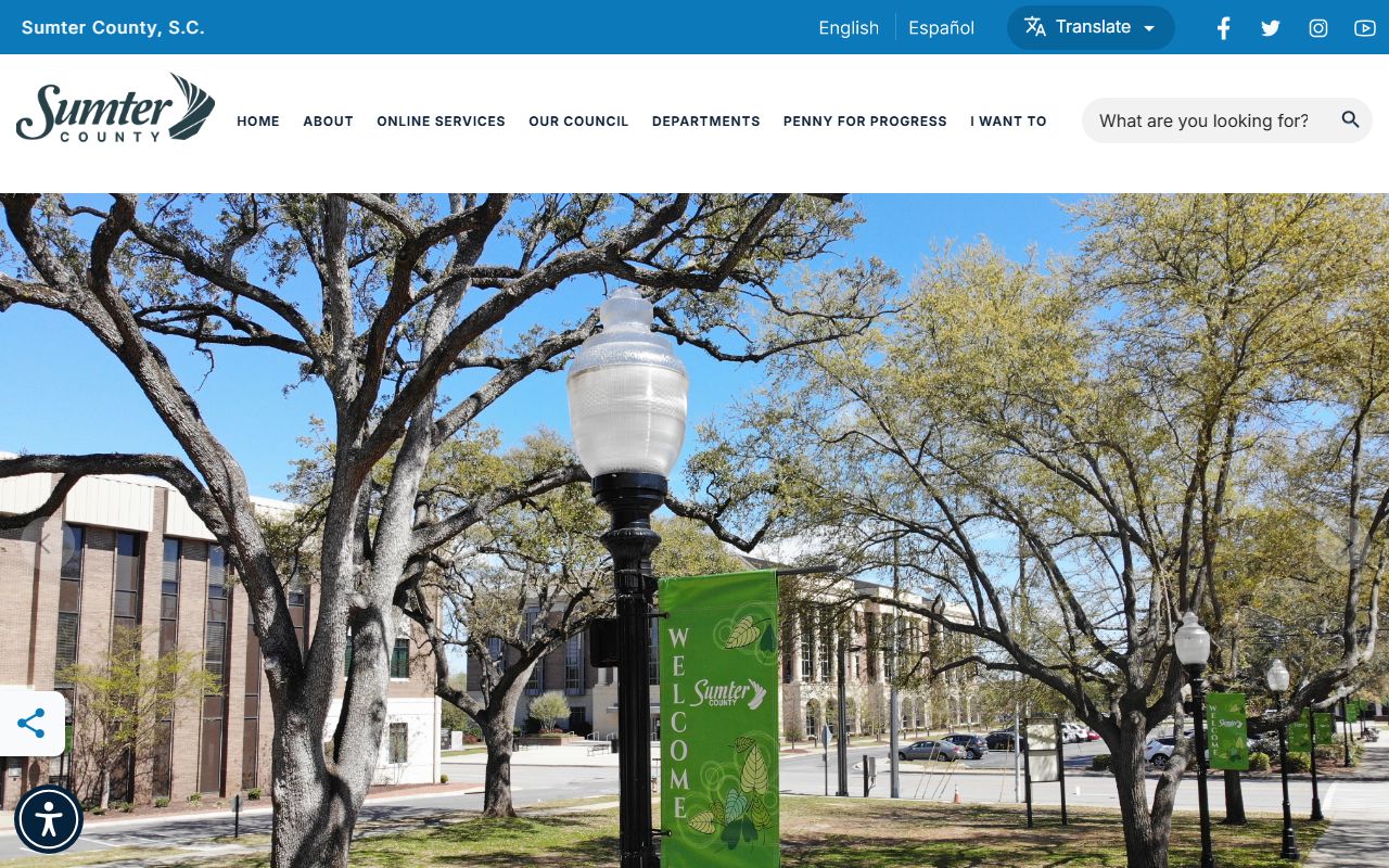 Sumter County South Carolina government portal with department phone listings