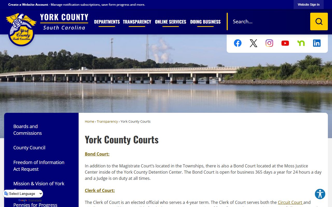 York County Courts and Clerk of Court office for the York County phone directory