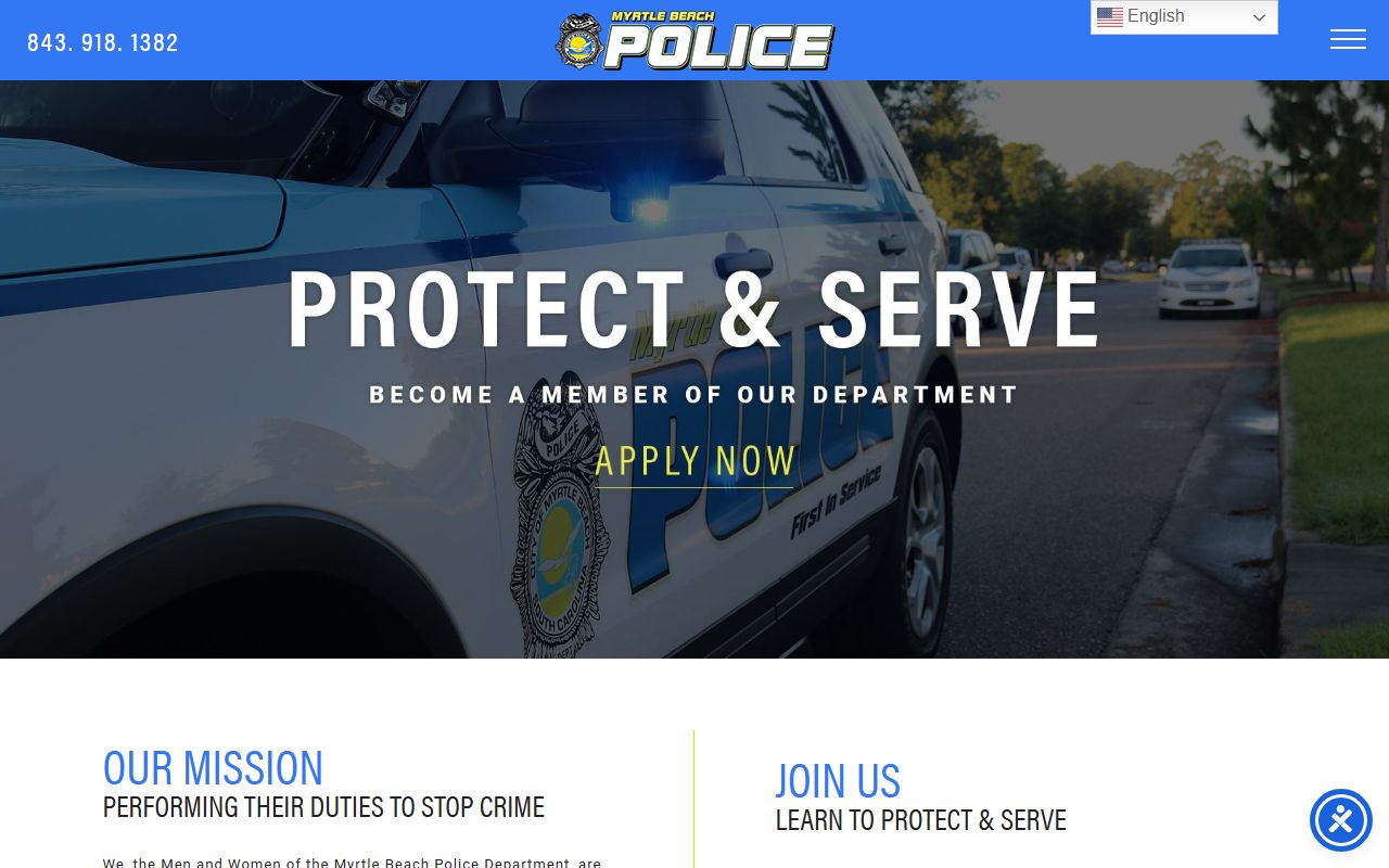 Myrtle Beach Police Department phone directory contact page
