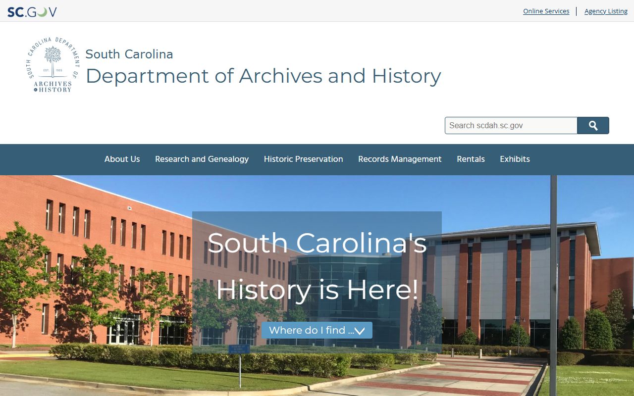 South Carolina Department of Archives phone directory and staff contacts