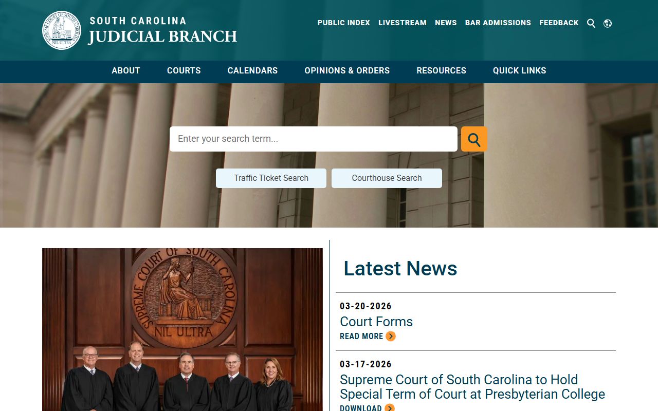 South Carolina Judicial Branch phone directory and court contacts